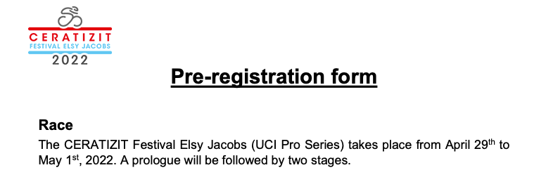 Pre-registration form 2022
