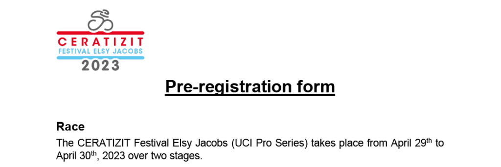 Pre-registration form 2023